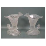 Two Fenton Crystal Frosted Ming # 950 Candlesticks