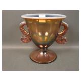 Fenton Amethyst Opal Flashed Dbl Dolphin Compote