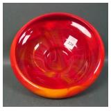 Fenton Mandarin Red Low Cupped Bowl