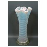 Model Flint Vaseline Opal Ribbed Spiral Vase