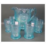 Mosser Ice Blue Dahlia 7 Pc Water Set