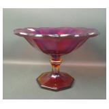 2005 Fenton Large Red Stretch Octaganol Compote