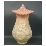 Fenton Glossy Burmese Crimped JIP Poppy Show Vase