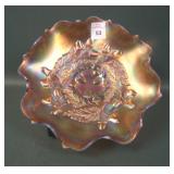 Fenton Amber Opal Acorn Ruffled Bowl