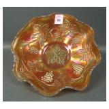 Fenton Persian Blue Vintage Grape Ruffled bowl