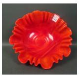 Fenton Madarin Red Slag 3/1 Edhe Deep Bowl