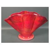 Fenton Mandarin Red Slag # 847 Mellon Rib Fan Vase