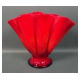 Fenton Mandarin Red # 857 Mellon Rib Fan Vase