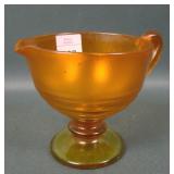Fenton Tangerine # 3 Pedestal Rbbed Creamer