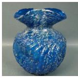 Dugan Cobalt Blue Frit Molded Swirl Vase