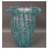 Dugan Aqua Frit Triple Pinched Tri Cornered Vase
