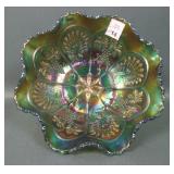 Fenton Green Peacock & Grape Spatula Ftd Bowl