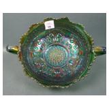 Fenton Emerald Green Cherry Circle Handled Bon Bon