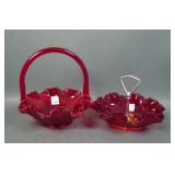 Two Fenton Ruby Glass Pieces