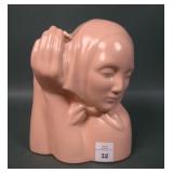 Catalina Pottery Matte Pink Deco Lady Head Vase