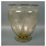 Signed Steuben Crystal Topaz Wheel Cut Ftd Vase