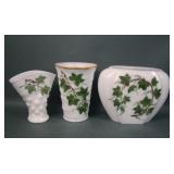 Three Consolidated Con Cora Ivy Vases