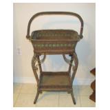 Victorian Woven Wicker Handled Plant Stand