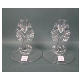 Two New Martisville Crystal Janice Candlesticks