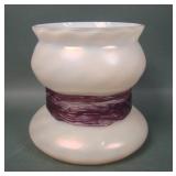 Kralik Bohemian Art Glass Vase W/ Purple Threading