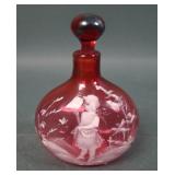 Victorian Cranberry Mary Gregory Perfume Bottle