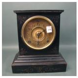 Ansonia Black Metal Decoratedd Mantle Clock