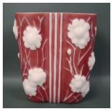 Phoenix Red Pearlized /Milk Glass Cosmos Vase
