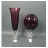 Cambridge Amethyst Two Piece Elegant Glass Lot