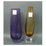 Two Swedish Art Glass Mid -Century Modern Vases