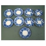 Nine English Flow Blue Porcelain Butter Pats