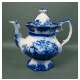 Antique Country Amoy Flow Blue Porcelain Tea Pot