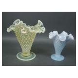 Fenton Hobnail Opal Ruffled Vase