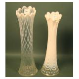 Two Victorian Clear Opalescent Vases