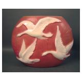 Phoenix Dk Red/ Pearlized MG Flying Geese Vase