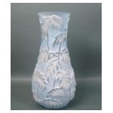 Phoenix Lt Blue Crystal Frosted Philodendron vase