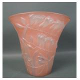 Phoenix Coral Frosted Freesia Fan Vase