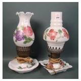 Two Consolidated Con Cora Milk Glass Lamps