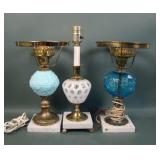 Lot of Three Fenton Lamps/ No Shades