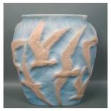Consolidated Bi-Colored Custard Seagulls Vase