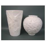 Two Consolidated Milk Glass Vases