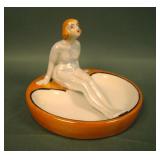 Art Deco Nude Bathing Beauty Trinket Dish
