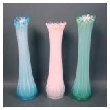 Lot of Three Fostoria Heirloom Opalescent Vases