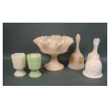 Six Piece Fenton Satin Custard Glass Lot