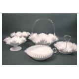 Five Piece Fenton Milk Glass Silvercrest Items