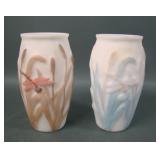 2 Consolidated Satin Dragonfly Vases