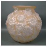Phoenix Amber Frosted Daisy Vase