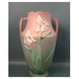 Roseville Art Pottery Pnk/Green Iris Floor Vase