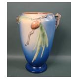 Roseville Art Pottery Blue Pinecone Handled Vase