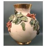 Monumental Unsigned Majolica Style Bulbous Vase