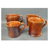 Four Pc Bennington Pottery Yellow & Brown Mugs